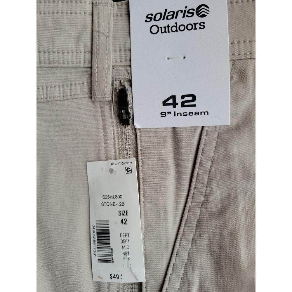 NEW Solaris Shorts Mens Size 42 Stone‎ Beige Cotton Nylon Spandex Blend 9"inseam